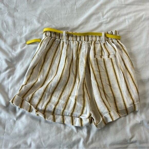 Love Tree NWT Women's Medium Yellow Stripe Shorts High Waist with Belt - Picture 5 of 6